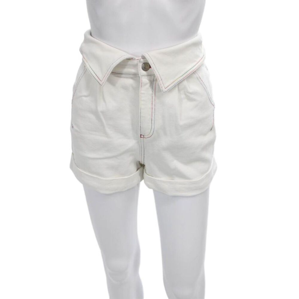 Stella McCartney Unisex White Cotton Blend Button Shorts Designer Size 25